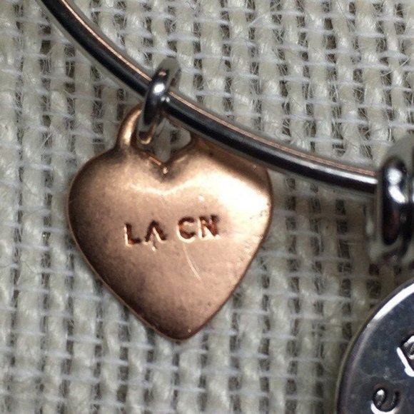 Silver Slider Bracelet Copper Heart Besties Purple Bead Best Friends Love Life - Picture 5 of 6